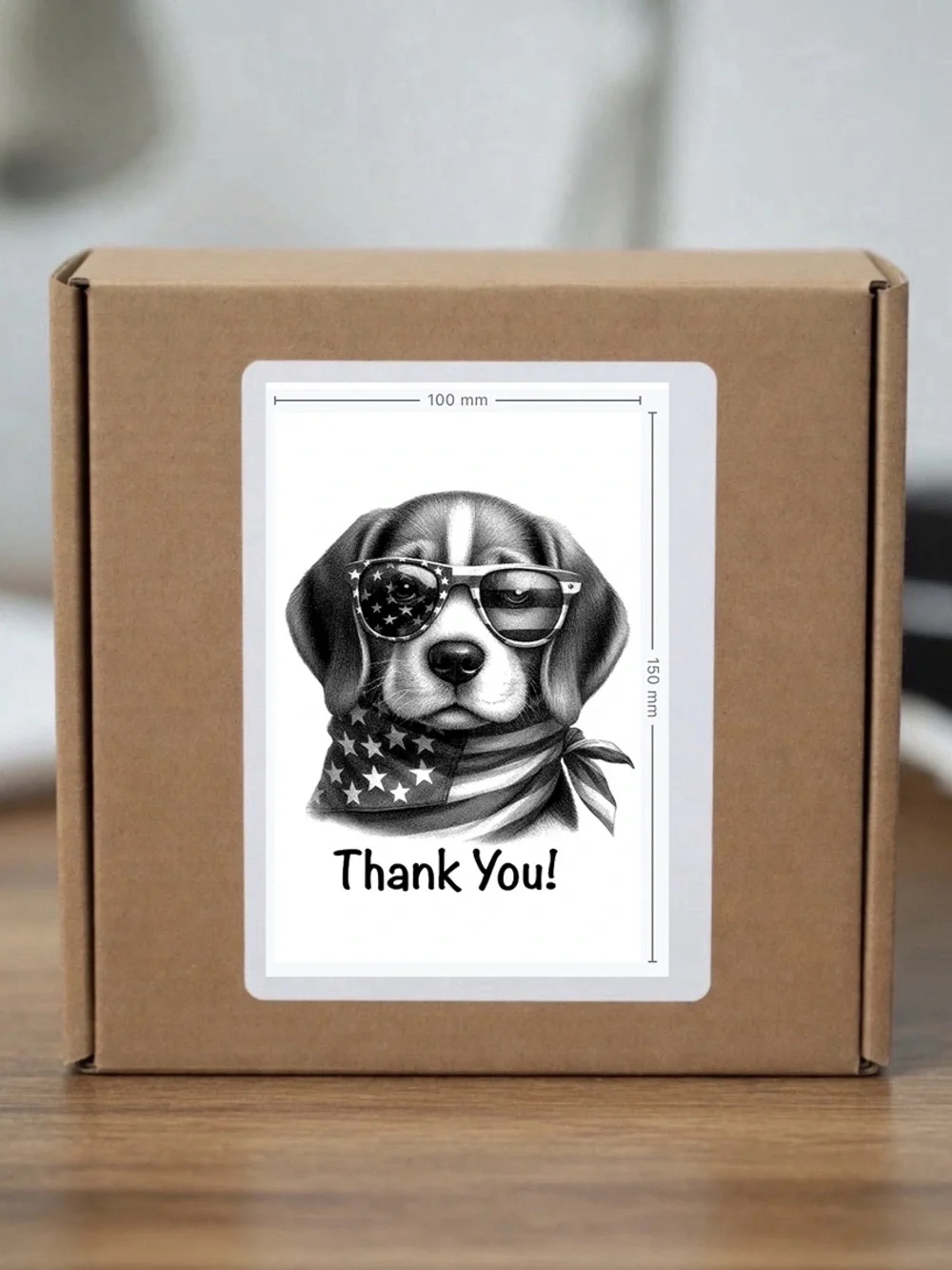 Patriotic Beagle Thank You Stickers  4”x6”-100ct.